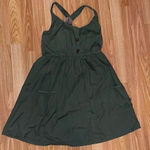 army green racer back dress